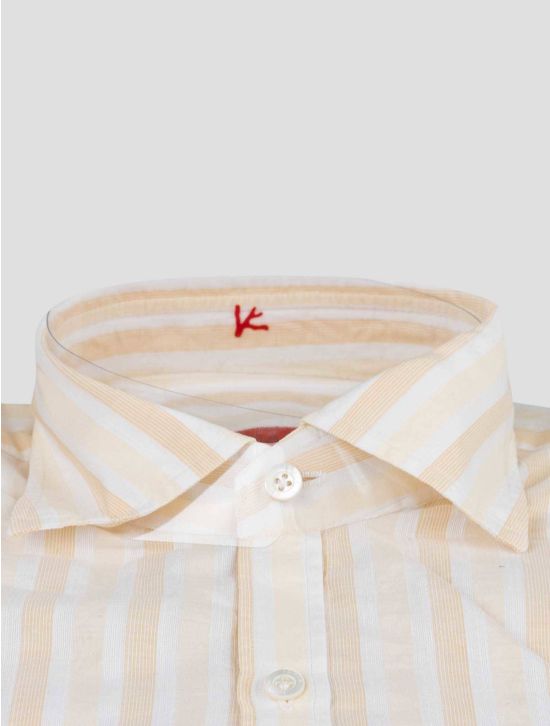 Isaia Isaia Beige White Cotton Shirt Beige / White 001