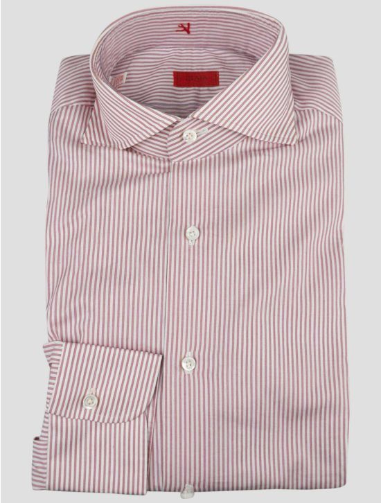 Isaia Isaia Red White Cotton Shirt Red / White 000