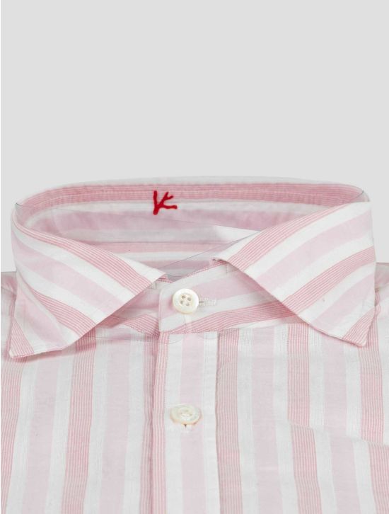 Isaia Isaia Pink White Cotton Shirt Pink / White 001