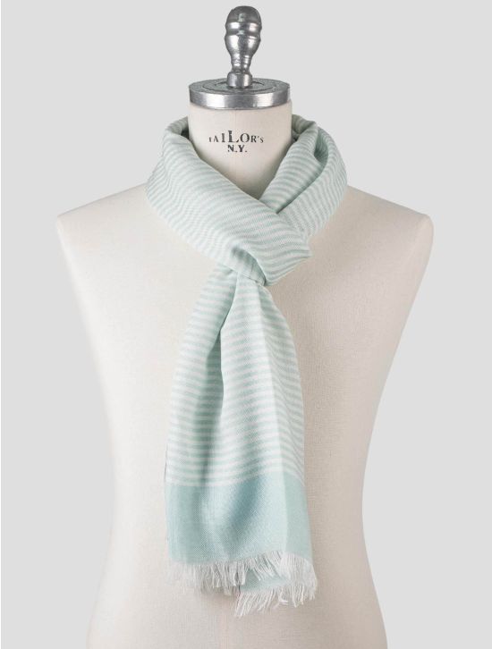 Isaia Isaia Green White Cashmere Silk Scarf Green / White 000