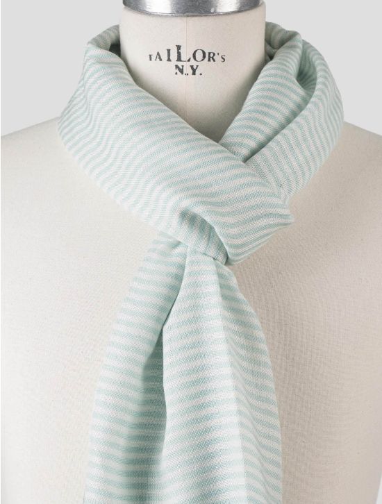 Isaia Isaia Green White Cashmere Silk Scarf Green / White 001