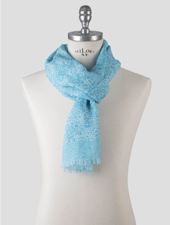 Isaia Issia Light Blue Cotton Linen Scarf Light Blue 000