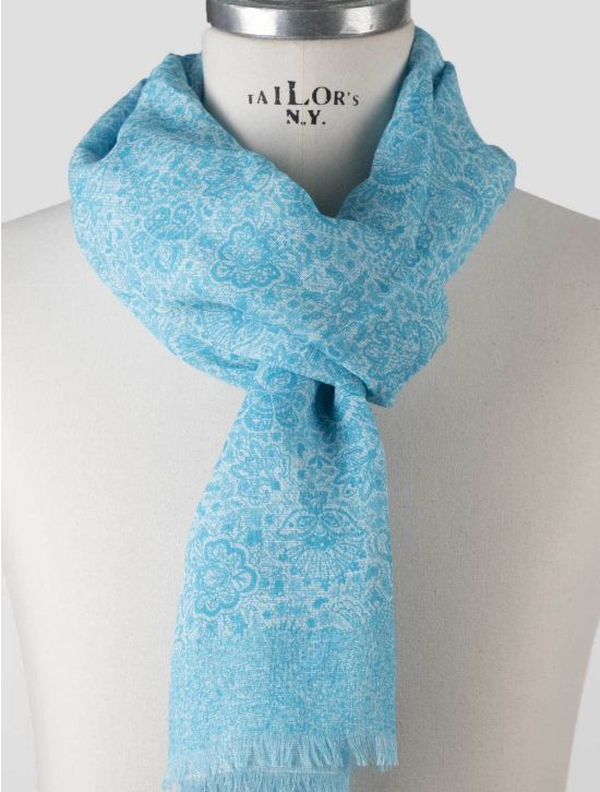 Isaia Issia Light Blue Cotton Linen Scarf Light Blue 001