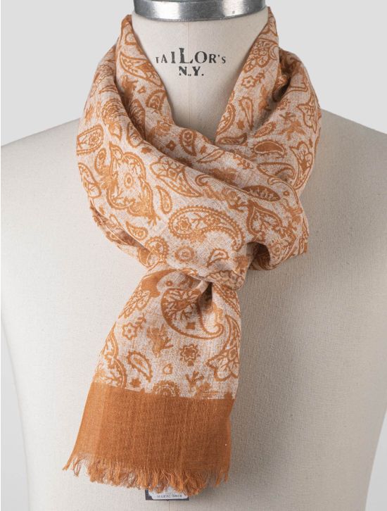 Isaia Isaia Orange Cotton Linen Scarf Orange 001