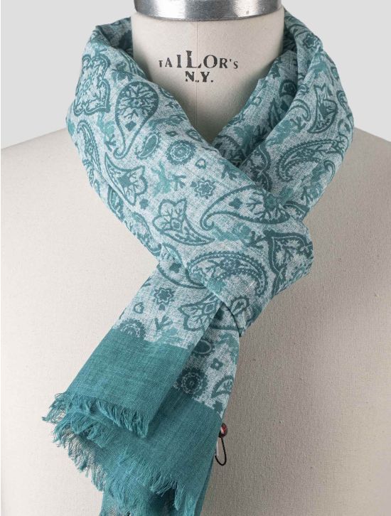 Isaia Isaia Green Cotton Linen Scarf Green 001