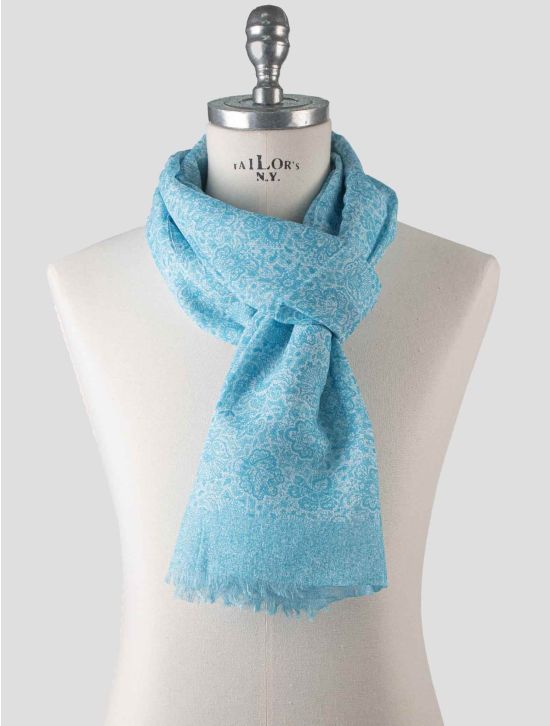 Isaia Isaia Light Cotton Linen Scarf Light Blue 000