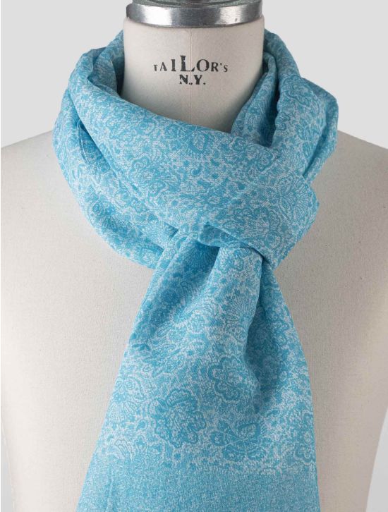 Isaia Isaia Light Cotton Linen Scarf Light Blue 001