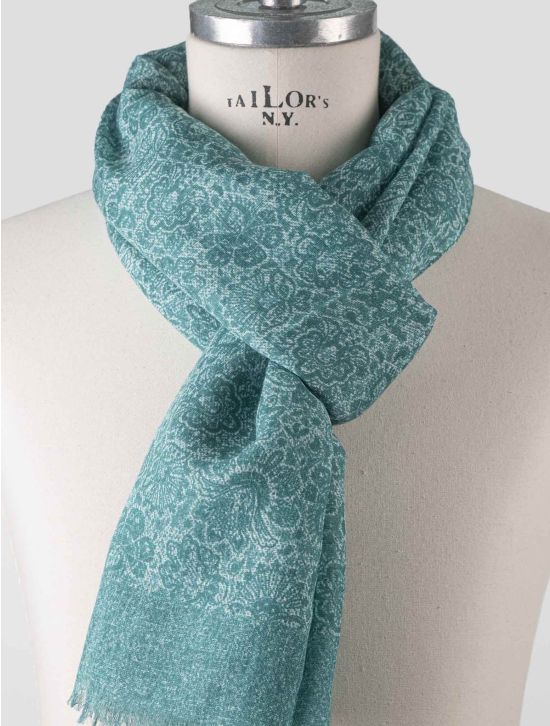 Isaia Isaia Green Cotton Linen Scarf Green 001