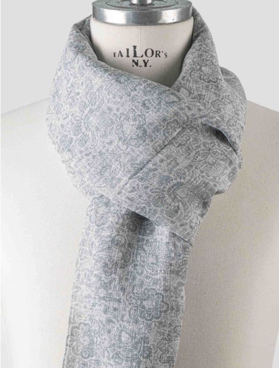 Isaia Isaia Gray Cotton Linen Scarf Gray 001