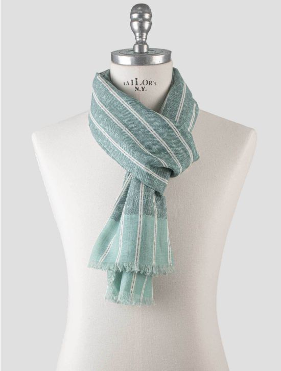 Isaia Isaia Green Cotton Linen Scarf Green 000