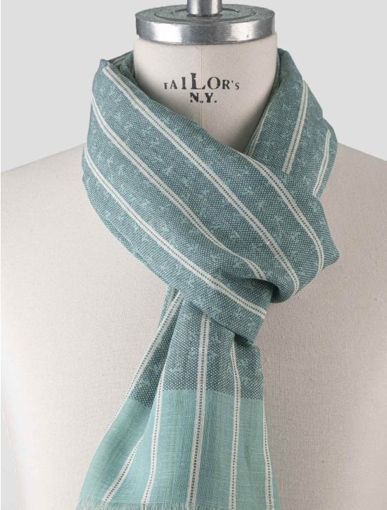 Isaia Isaia Green Cotton Linen Scarf Green 001