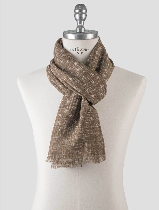 Isaia Isaia Brown Cotton Linen Scarf Brown 000