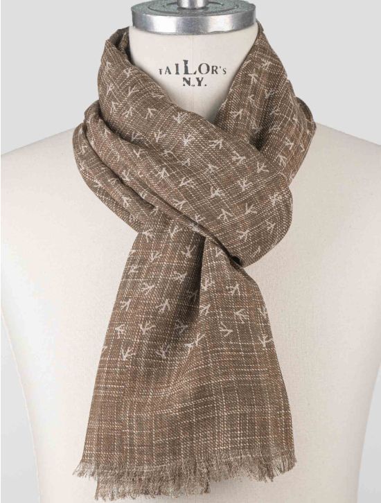 Isaia Isaia Brown Cotton Linen Scarf Brown 001