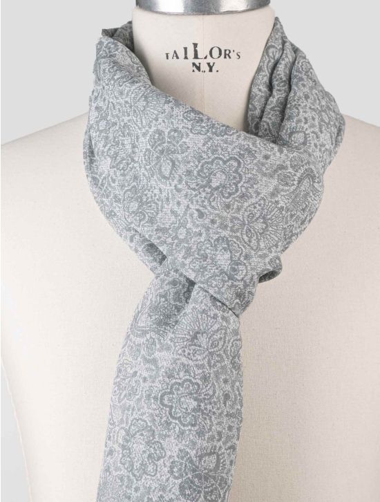 Isaia Isaia Gray Cotton Linen Scarf Gray 001