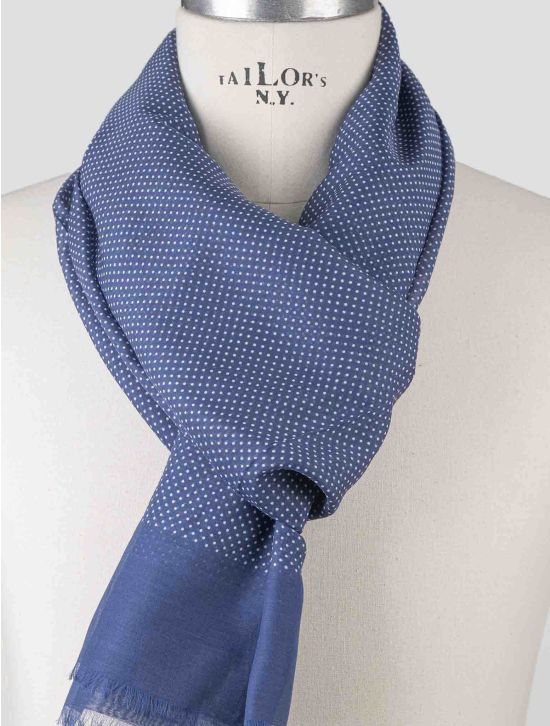 Isaia Isaia Blue Cotton Silk Scarf Blue 001