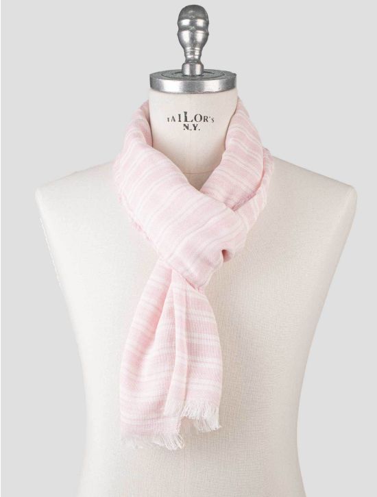 Isaia Isaia Pink White Cotton Scarf Pink / White 000