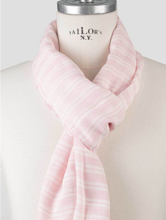 Isaia Isaia Pink White Cotton Scarf Pink / White 001