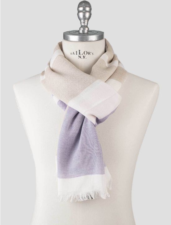 Isaia Isaia Beige White Cotton Scarf Beige / White 000