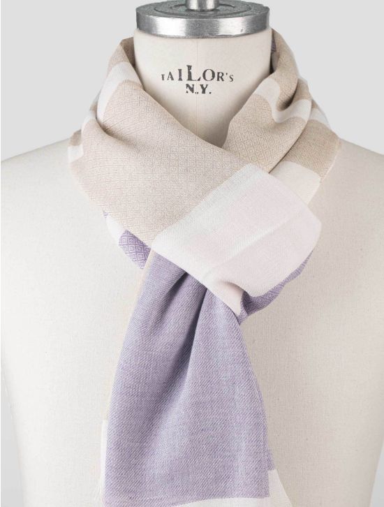 Isaia Isaia Beige White Cotton Scarf Beige / White 001