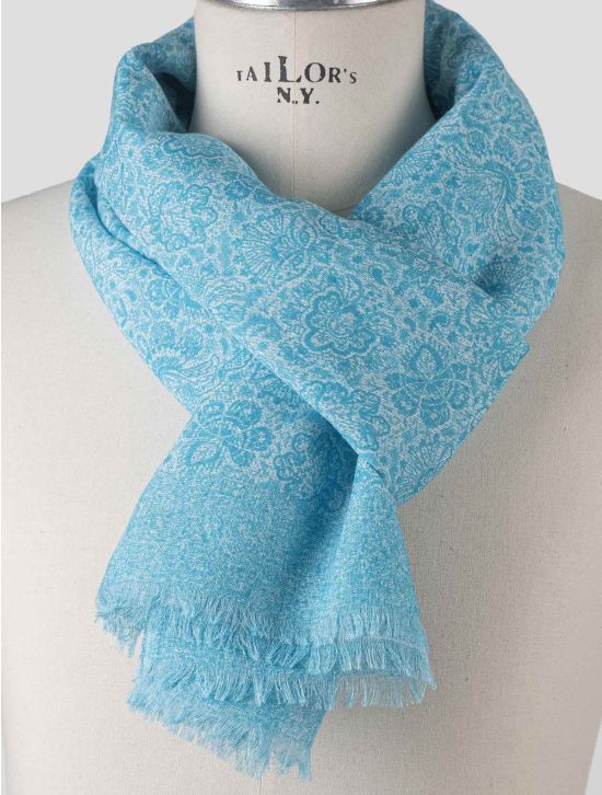 Isaia Isaia Light Blue Cotton Linen Scarf Light Blue 001