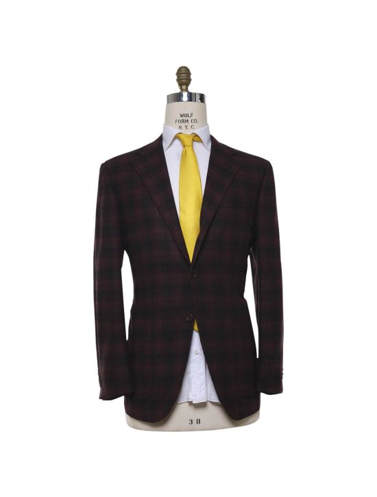 Kiton KITON Burgundy Black Cashmere Blazer Burgundy/Black 000