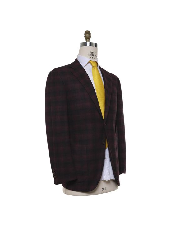 Kiton KITON Burgundy Black Cashmere Blazer Burgundy/Black 001