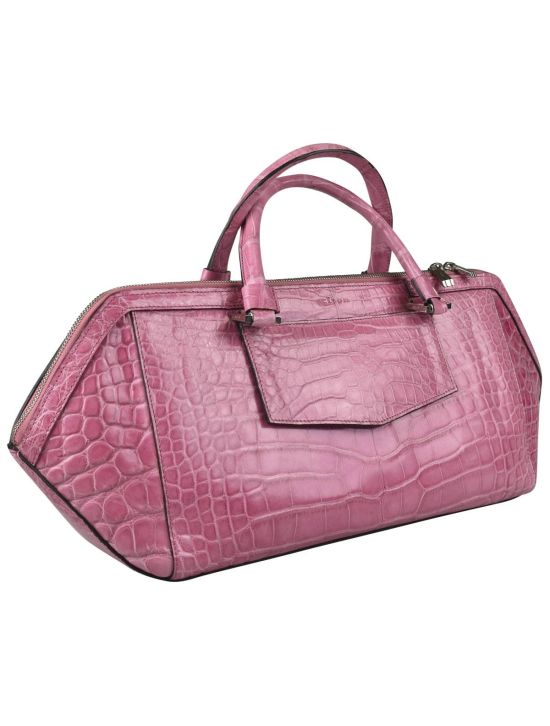 Kiton KITON Pink Leather Crocodile Ladybag Pink 001