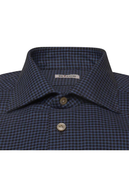 Kiton Kiton Blue Black Cotton Shirt Blue / Black 001