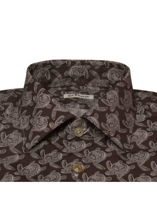 Kiton KITON Brown White Cotton Shirt Brown/White 001