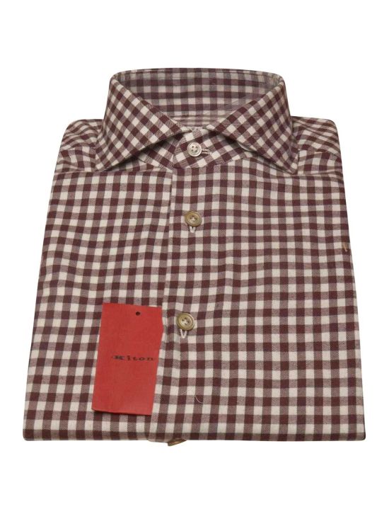 Kiton KITON Burgundy White Cotton Shirt Burgundy/White 000