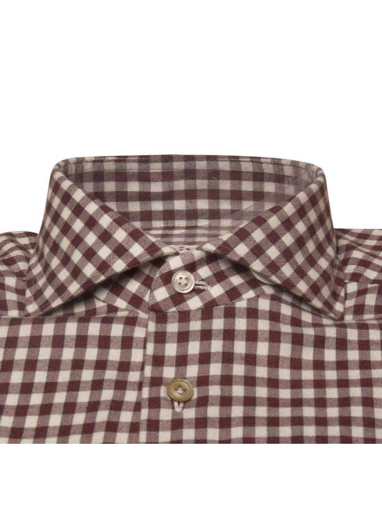 Kiton KITON Burgundy White Cotton Shirt Burgundy/White 001