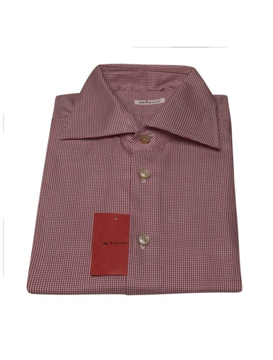 Kiton KITON Burgundy White Cotton Shirt Burgundy/White 000