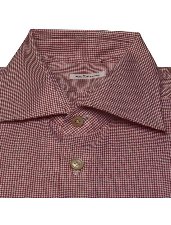 Kiton KITON Burgundy White Cotton Shirt Burgundy/White 001