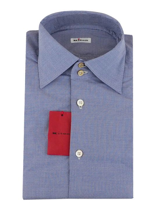 Kiton Kiton Blue White Cotton Shirt Blue / White 000