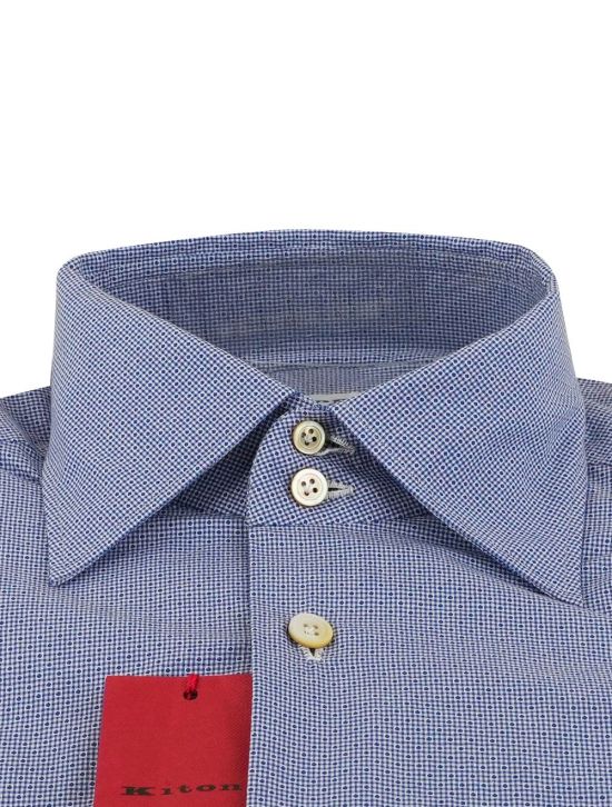 Kiton Kiton Blue White Cotton Shirt Blue / White 001