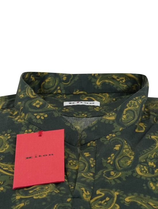 Kiton Kiton Green Yellow Cotton Shirt Green / Yellow 001