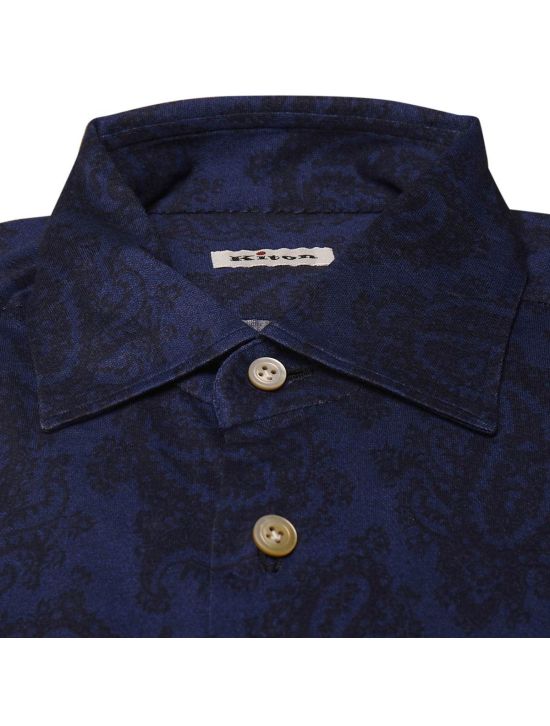 Kiton KITON Blue Black Cotton Shirt Blue/Black 001