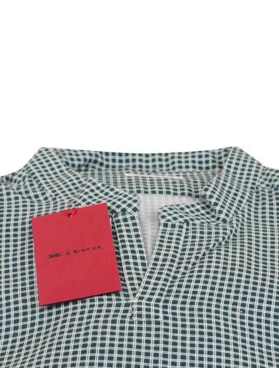 Kiton Kiton Green White Cotton Shirt Green / White 001