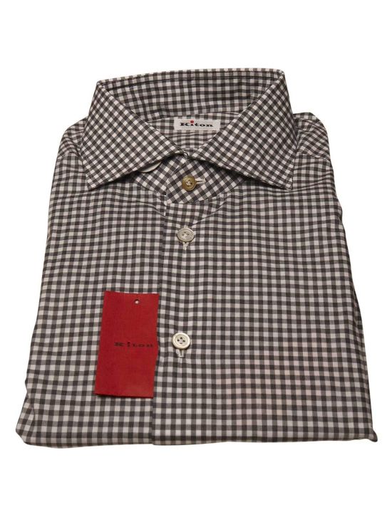 Kiton Kiton Gray White Cotton Shirt Gray / White 000