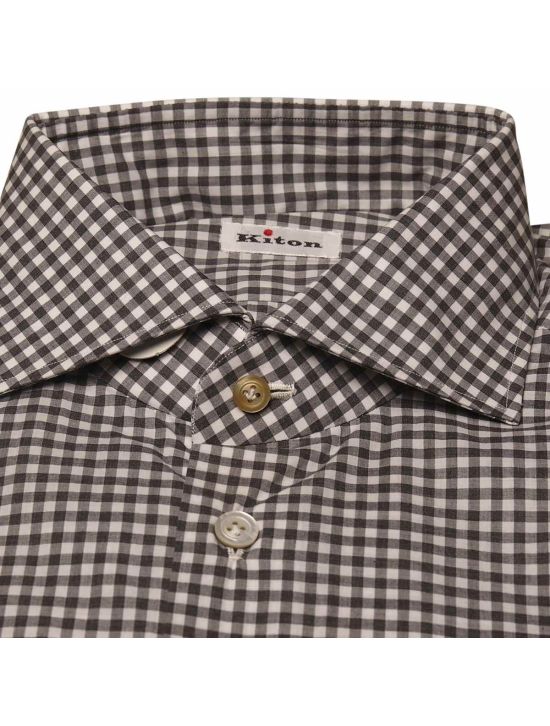 Kiton Kiton Gray White Cotton Shirt Gray / White 001