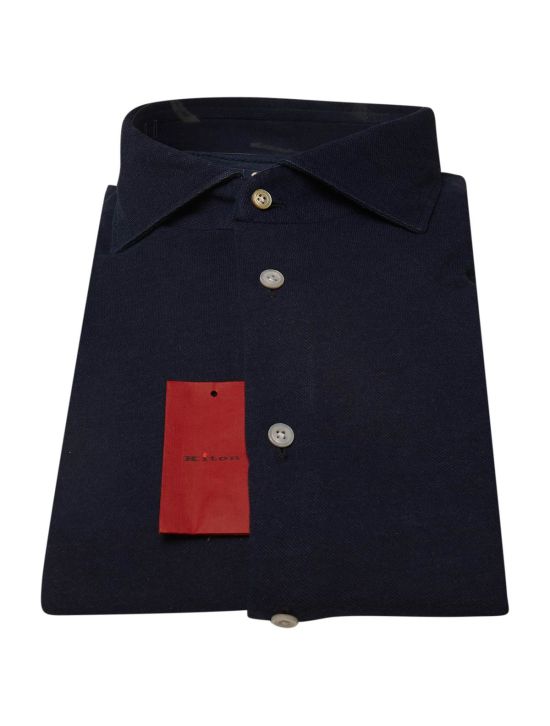 Kiton KITON Blue Cotton Pl Shirt Blue 000