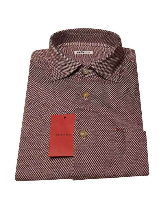 Kiton KITON Burgundy White Cotton Shirt Burgundy/White 000