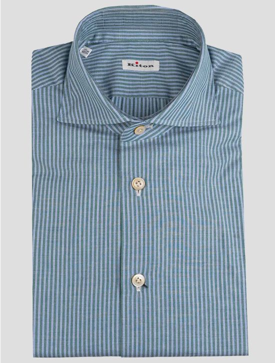 Kiton Kiton Blue Green Cotton Shirt Blue / Green 000