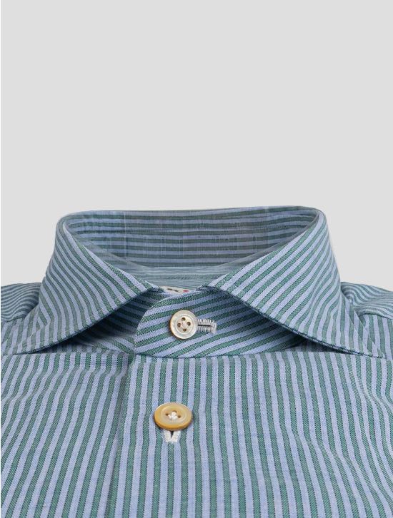 Kiton Kiton Blue Green Cotton Shirt Blue / Green 001