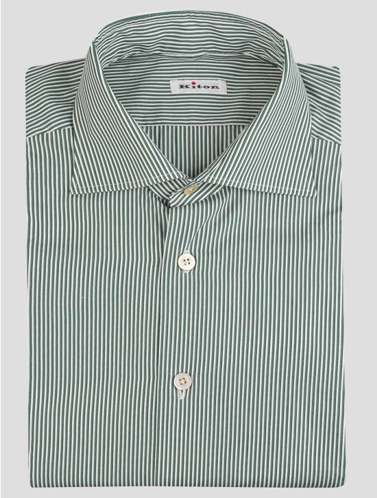 Kiton Kiton Green White Cotton Shirt Green / White 000