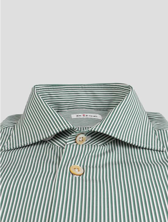 Kiton Kiton Green White Cotton Shirt Green / White 001