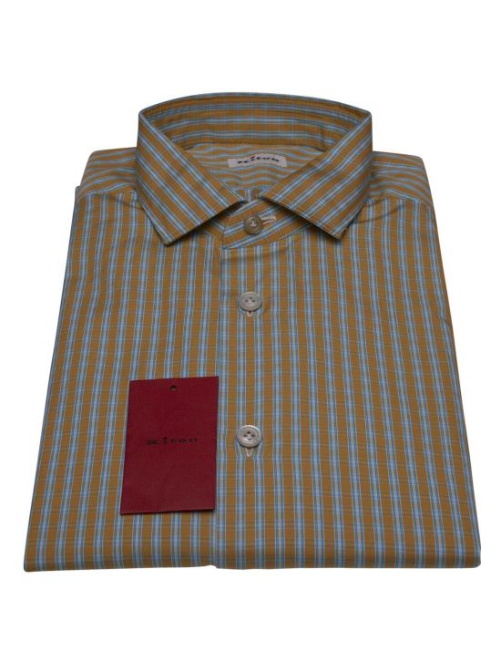 Kiton KITON Blue Yellow Cotton Shirt Blue/Yellow 000