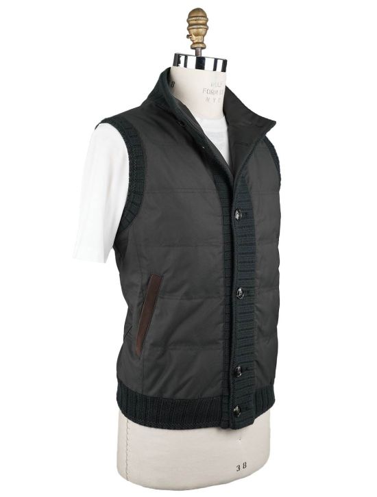 Kiton KITON Green Wool Pa Silk Gilet Green 001