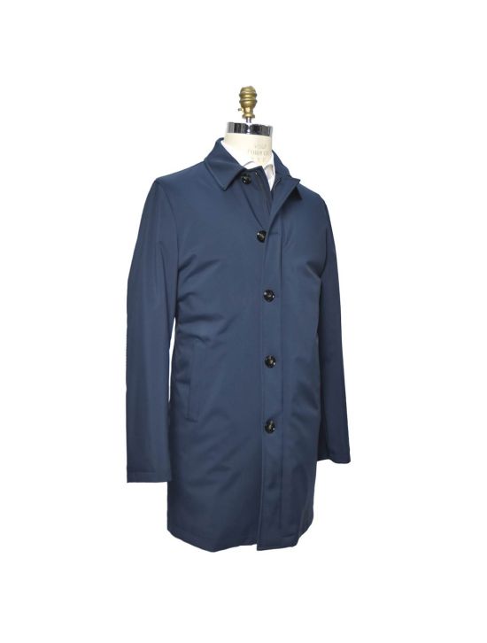 Kiton KITON Blue Pl Pu Overcoat Blue 001