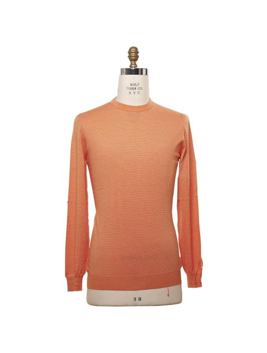 Kiton KITON Orange White Cotton Sweater Crewneck Orange/White 000